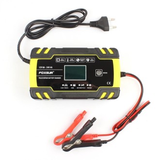 FOXSUR 12V-24V Car Motorcycle Truck Repair Battery Charger AGM Charger, EU Plug