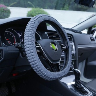 Corn Grain Non-slip Wear-resistant Silicone Car Steering Wheel Cover, Size: 38cm-46cm(Gray)