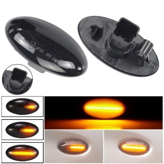 2pcs For Peugeot 1007 Car Dynamic LED Fender Side Light 817300H010 (Transparent Black)