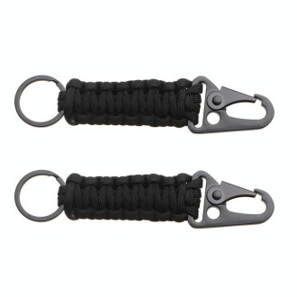 2pcs Outdoor Climbing Eagle Beak Buckle Umbrella Rope Hand-Woven Key Hanging Buckle(Black)