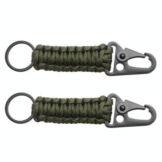 2pcs Outdoor Climbing Eagle Beak Buckle Umbrella Rope Hand-Woven Key Hanging Buckle(Army Green)