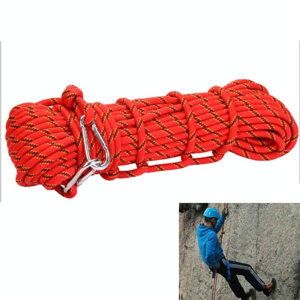 Climbing Auxiliary Rope Static Rope Safety Rescue Rope, Length: 15m Diameter: 10mm(Red)