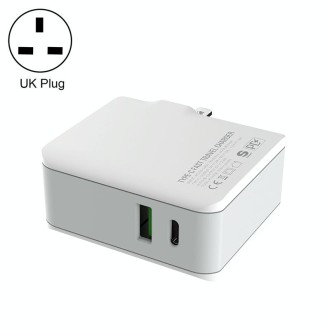 LDNIO A4403C 30W PD + Auto-id Foldable Fast Travel Charger with 1m USB-C / Type-C Cable, UK Plug