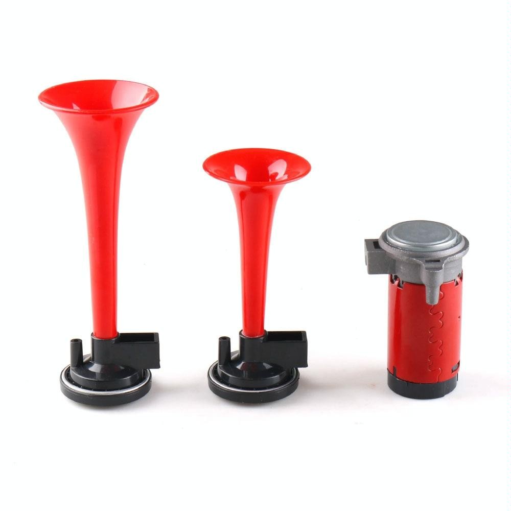 12V Car / Motorcycle Modified Double Tube Electric Control Air Control Horn with Relay(Red)