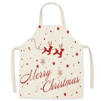 Christmas Linen Printed Apron Christmas Gift Adult Children Parent-Child Overalls, Size: 45 x 52cm Children(Two Deer)