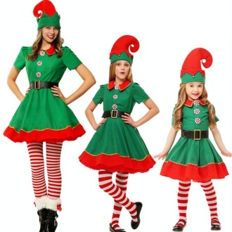 Christmas Green Elf Cosplay Costume Chris Santa Claus Costume Set, Size: 80cm(Female)