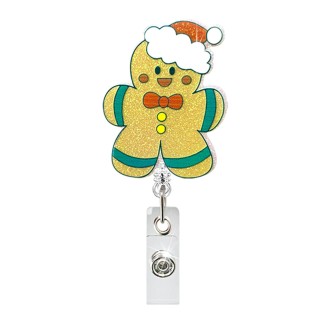 68cm Christmas Cartoon Pull Badge Reel Rotatable Certificate Buckle, Style: Gingerbread Man