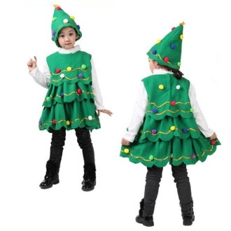 Girls Christmas Dress Christmas Tree Performance Dance Clothes, Size: 110cm(Green)