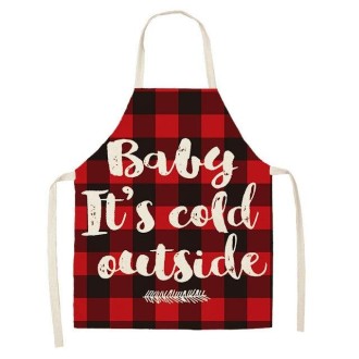 2 PCS Christmas Plaid Series Cotton And Linen Apron Household Cleaning Overalls, Specification: 68 x 55cm(WQ-001305)