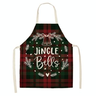 2 PCS Christmas Plaid Series Cotton And Linen Apron Household Cleaning Overalls, Specification: 68 x 55cm(WQ-001304)