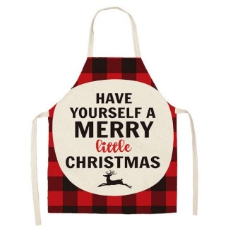 2 PCS Christmas Plaid Series Cotton And Linen Apron Household Cleaning Overalls, Specification: 68 x 55cm(WQ-001307)