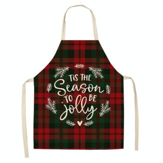 2 PCS Christmas Plaid Series Cotton And Linen Apron Household Cleaning Overalls, Specification: 68 x 55cm(WQ-001330)