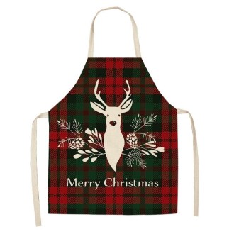 2 PCS Christmas Plaid Series Cotton And Linen Apron Household Cleaning Overalls, Specification: 47 x 38cm(WQ-001329)