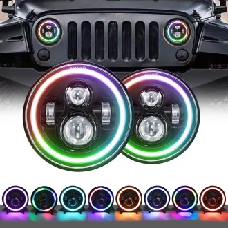 C0090 7 inch Car Colorful Round Angel Eye Headlight