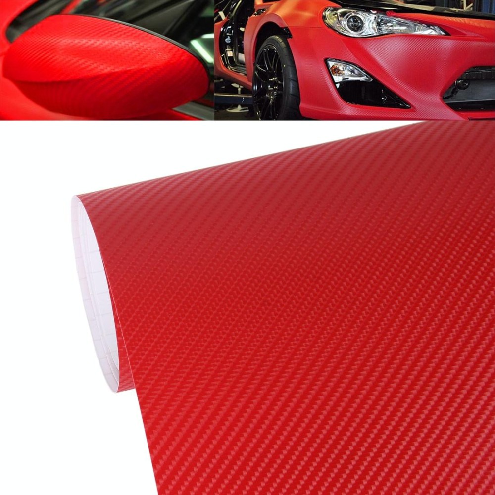 1.52m × 0.5m 4D Deep Blue Gloss Carbon Fiber Vinyl Wrap Car Sticker Decal Bubble Free Air Release(Red)