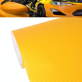 1.52m × 0.5m 4D Deep Blue Gloss Carbon Fiber Vinyl Wrap Car Sticker Decal Bubble Free Air Release(Yellow)