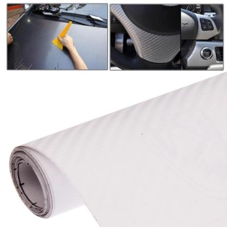 Car Decorative 3D Carbon Fiber PVC Sticker, Size: 152cm x 50cm(White)