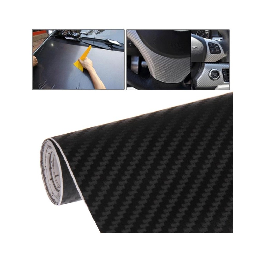 Car Decorative 3D Carbon Fiber PVC Sticker, Size: 152cm x 50cm(Black)