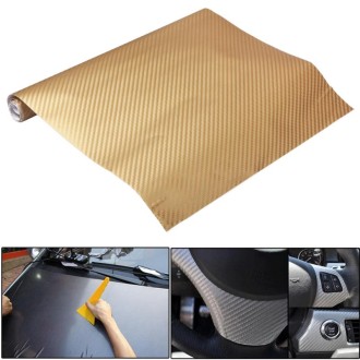 Car Decorative 3D Carbon Fiber PVC Sticker, Size: 127cm x 50cm(Yellow)