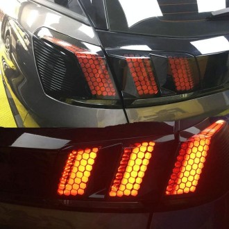 5 PCS Car Honeycomb Tail Lamp Film Universal Personality Modified Light Film Sticker(Carbon Fiber Black)