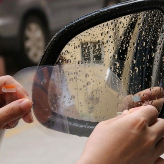 2pcs /Set Rainproof Anti-Fog And Anti-Reflective Film For Car Rearview Mirror Round 80mm(Transparent)