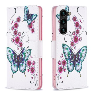 For Samsung Galaxy S24+ 5G Colored Drawing Pattern Leather Phone Case(Flowers Butterfly)