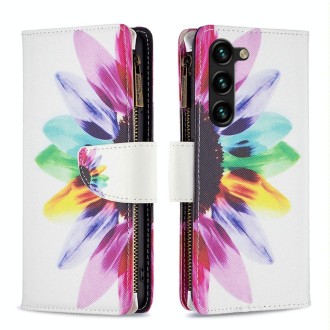 For Samsung Galaxy S24+ 5G Colored Drawing Pattern Zipper Leather Phone Case(Sun Flower)