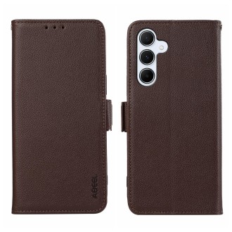 For Samsung Galaxy S24+ 5G ABEEL Side-Magnetic Litchi Pattern Leather RFID Phone Case(Brown)