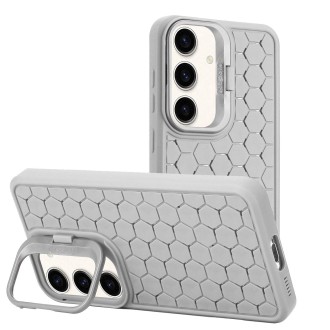 For Samsung Galaxy S24+ 5G Honeycomb Radiating Lens Holder TPU Phone Case(Grey)