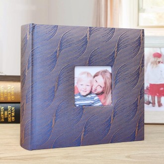 4R 6 Inch 200 Sheets Cloth Photo Album Baby Growth Memorial Album Interstitial Album(Purple Blue)