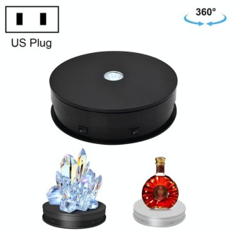 20cm Electric Rotating Turntable Display Stand LED Light Video Shooting Props Turntable, Power Plug:110V US Plug(Black)