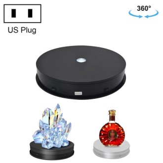 30cm Electric Rotating Turntable Display Stand  LED Light Video Shooting Props Turntable, Power Plug:110V US Plug(Black)