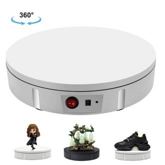 30cm Electric Rotating Turntable Display Stand Video Shooting Props Turntable for Photography, Load: 100kg, US Plug(White)