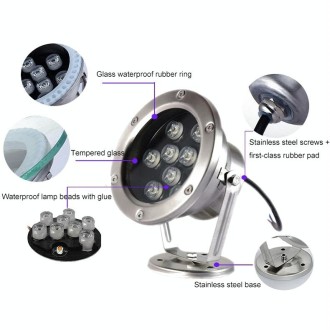 LED Underwater Light Pool Fish Pond Fountain Waterproof Landscape Light 9W(Warm White)