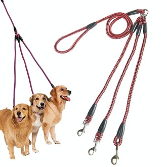 140cm 3 In 1 Leash Multi-head Dog Walking Rope(Red)