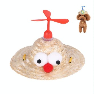 Pet Bamboo Dragonfly Straw Hat Headdress Cat Dog Decoration, Size: S(Eye)