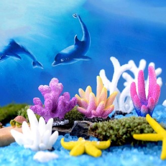 10 PCS Simulation Resin Coral Aquarium Fish Tank Small Ornaments, Colour: No. 5 White