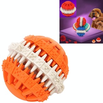 Dog Toy Balls for Pets Tooth Cleaning Chewing Toys Balls of Non-Toxic Soft Rubber , Small Size (Orange)