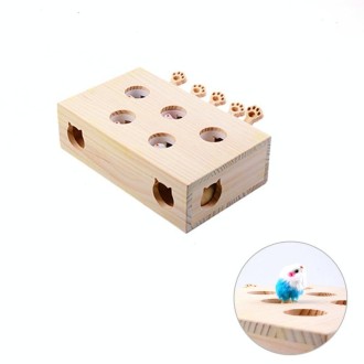 Hamster And Cat Toys Solid Wood Cat Supplies, Colour: Five-hole Hairy Mouse