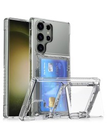 For Samsung Galaxy S23 Ultra 5G Crystal Clear Flip Card Slot Phone Case(Transparent)