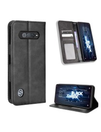 For Xiaomi Black Shark 5 RS Magnetic Buckle Retro Texture Leather Phone Case(Black)