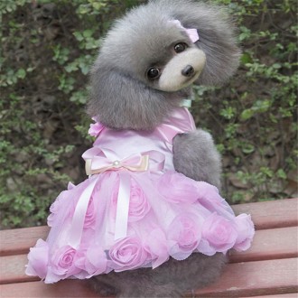 Pet Clothes Dog Spring Summer Thin Dress Rose Dress, Size: M(Pink)