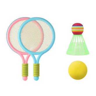 1 Pair Children Badminton Tennis Racket Outdoor Sports With Two Balls(Blue Pink)