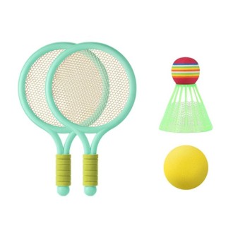 1 Pair Children Badminton Tennis Racket Outdoor Sports With Two Balls(Green)