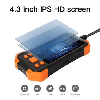 T20 4.3 inch IPS Screen 3.9mm Single Camera IP67 Waterproof Hard Cable Digital Endoscope, Length:2m(Black Orange)