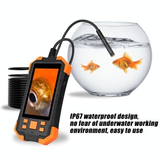 T20 4.3 inch IPS Screen 7.9mm Triple Camera IP67 Waterproof Hard Cable Digital Endoscope, Length:1m(Black Orange)