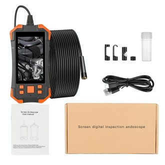 T20 4.3 inch IPS Screen 7.9mm Triple Camera IP67 Waterproof Hard Cable Digital Endoscope, Length:1m(Black Orange)