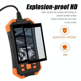 T20 4.3 inch IPS Screen 7.9mm Triple Camera IP67 Waterproof Hard Cable Digital Endoscope, Length:1m(Black Orange)