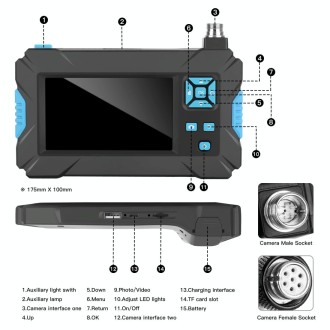 P30 5.5mm IP67 Waterproof 4.3 inch HD Portable Endoscope Hard Cable Industrial Endoscope, Cable Length: 2m(Blue)