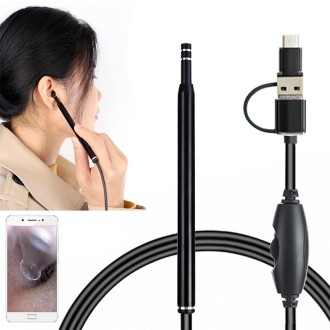 AN101 5.5mm Home Otoscope Three-in-One Ear Endoscope 30W HD Otoscope Visual Ear Picking Otoscope(Black)